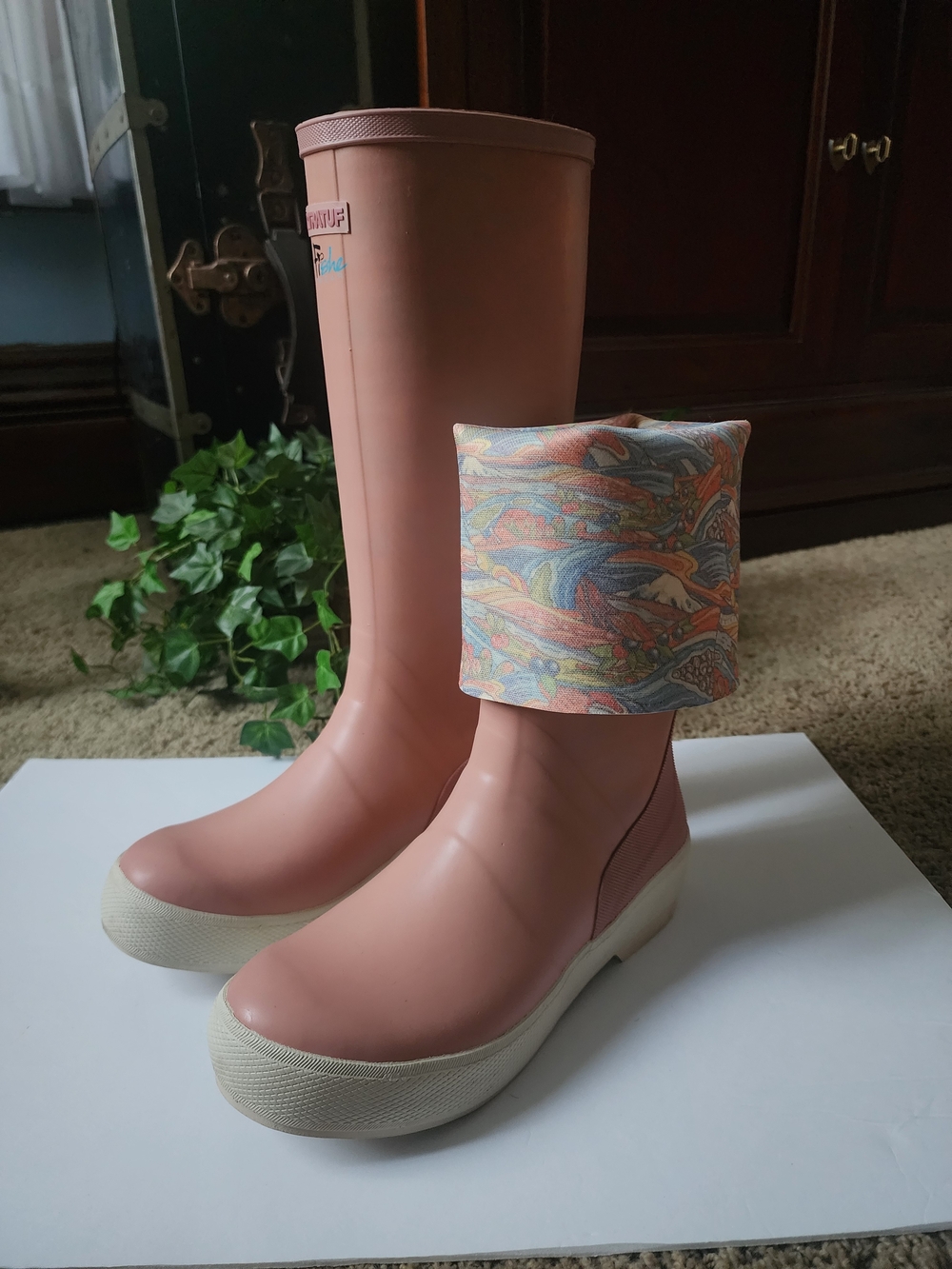 Women's Tall Blush Pink Waterproof Rain Boots with White Sole - Picture 9 of 15